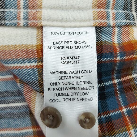 RedHead Flannel Shirt Mens Large Brown Blue Plaid Long Sleeve Cotton Outdoor - Picture 9 of 12